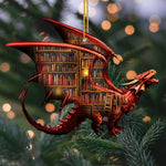 Load image into Gallery viewer, Red Flying Dragon Book Ornament - Unique Book Lover Gift
