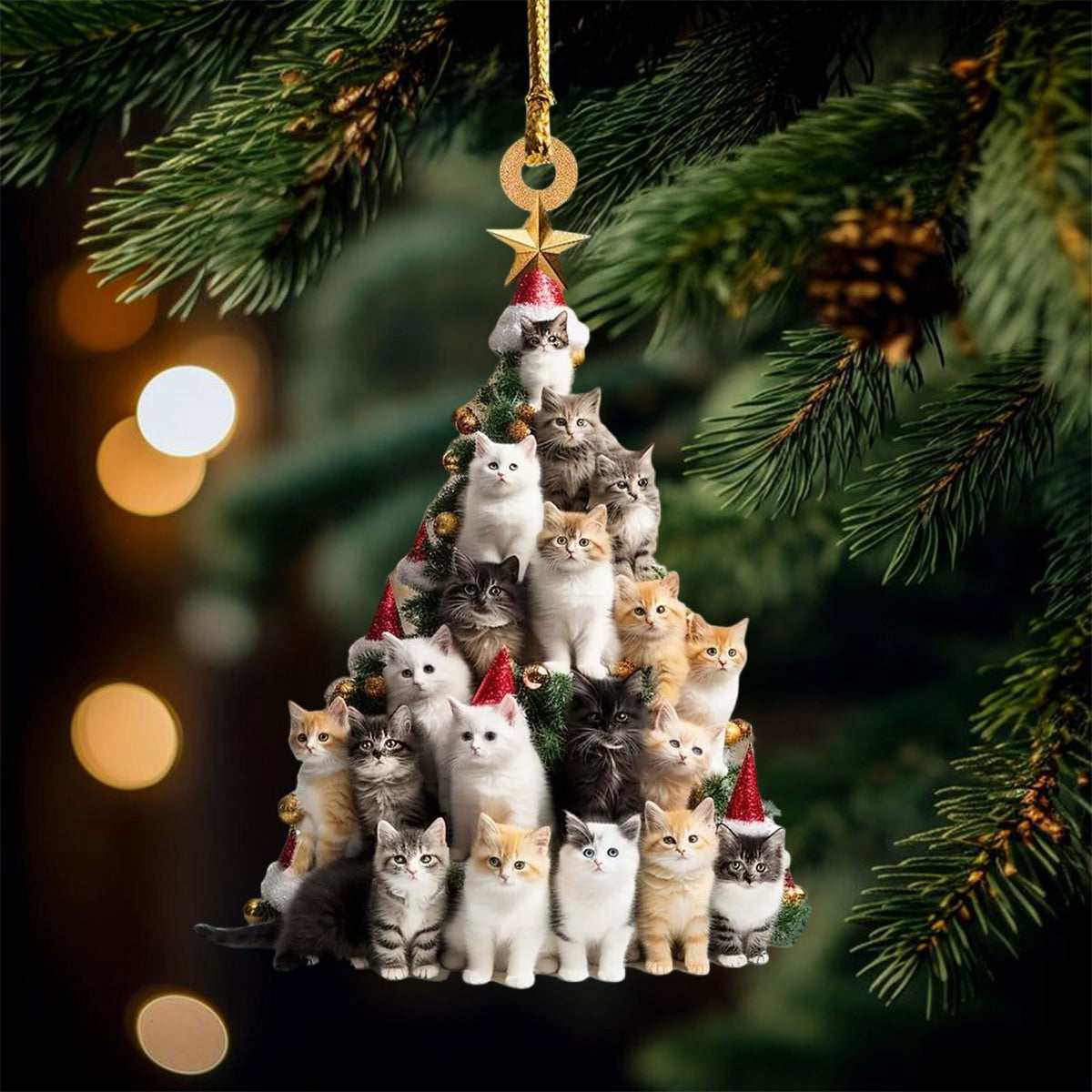 Christmas Cat Tree Ornament - Perfect Gift For Cat Lovers