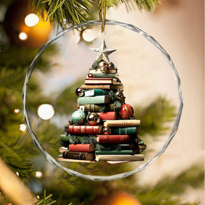 Christmas Book Tree Crystal Ornament - Perfect Gift For Book Lovers