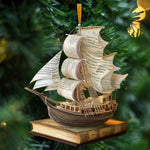 Load image into Gallery viewer, Ship of Knowledge Christmas Ornament, Book Lover Gift, Bookworm Gifts
