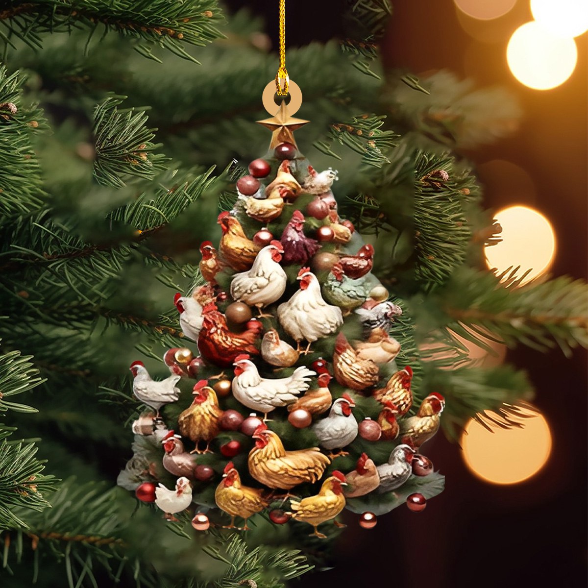 Chicken Christmas Tree Ornament, Chicken Lovers Gift