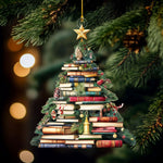 Load image into Gallery viewer, Book Christmas Tree Ornament, Book Lover Gift, Book Club Ornament
