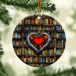 Load image into Gallery viewer, Heart Bookshelf Ceramic Christmas Ornament - Unique Book Lover Gift
