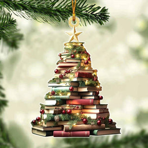 Book Tree Christmas Ornament, Unique Book Lover Gift