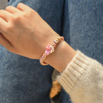 Load image into Gallery viewer, Grandmother &amp; Granddaughter ‘Be Brave and Be Strong’ Peach Blossom Knot Bracelet
