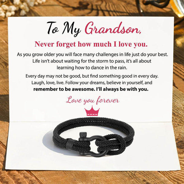 to My Son/Grandson - I Will Always Be with You Nautical Bracelet Men's Bracelet U9g8, Size: One size, Black